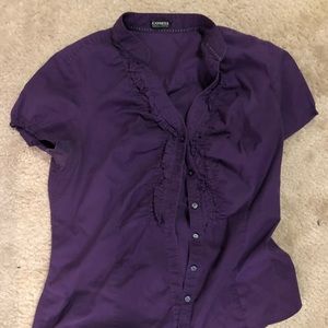 Purple button up Express blouse size Large
